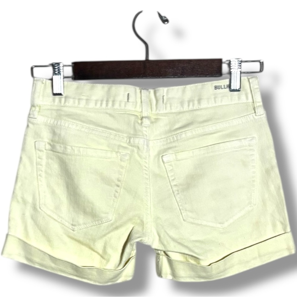 Bullhead Women's Pastel Yellow Denim Cotton Cuffed Micro Mini Shorts - Picture 6 of 12